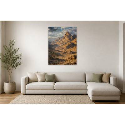 Obraz na plátně – Skalnaté pouštní hory s palmami 90 × 120 cm