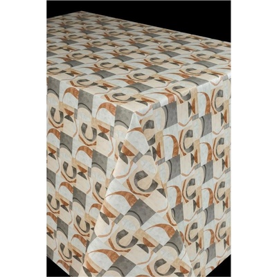 Ubrus PVC 674451R, metráž, 20 m x 140 cm, kostky šedo-hnědé s dekorem, IMPOL TRADE