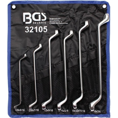 BGS technic Súprava dvojitých očkových kľúčov ohnuté 1/4" – 3/4" 6 ks BGS 32105