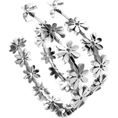 Steel Jewelry náušnice květinkové kruhy z chirurgické oceli NS220223