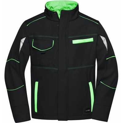 James & Nicholson JN 851 pracovná letná softshellová bunda Color 02.0851 black/lime green