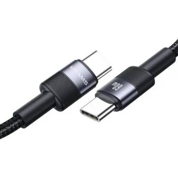 Image 1 of USAMS Кабел за бързо зареждане и данни USAMS US-SJ724 60W Aluminum Alloy Data Cable Type-C To Type-C 1.2 метра, черен (SJ724USB01)