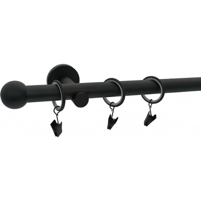 KovovégarnýžeCZ Ballo modern 19 mm Jednořadá Bez kroužků černá matná 300 cm
