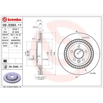 BREMBO Brzdový kotúč 09D39311