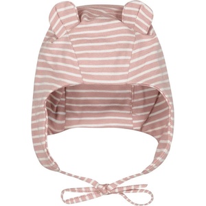 Bio Baby Памучна шапка Bio Baby - С ушички, 0-4 месеца, розово райе (97222938) - baby