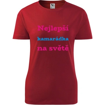 Červené dámské tričko nejlepší kamarádka na světě dárek pro kamarádku k 50