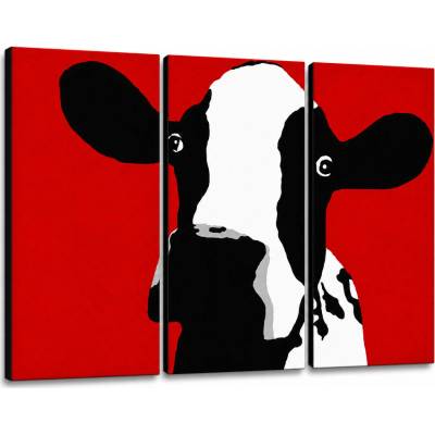 Ručne maľovaný POP Art obraz Cow - 150x100 cm
