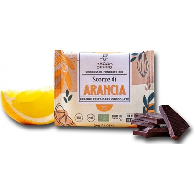 Cacao Crudo Raw Черен шоколад с портокалова кора, БИО, 30гр