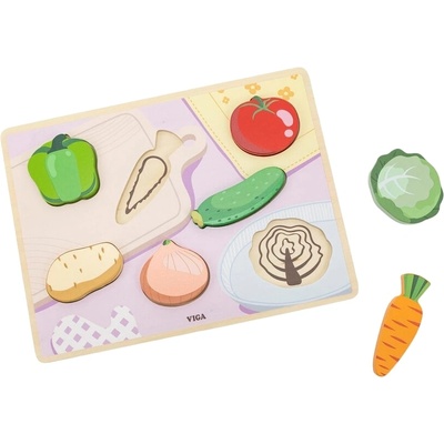 Viga Toys Релефен пъзел Viga Toys - Зеленчуци (44703)