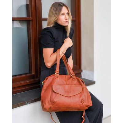 Mazzini Marco Camel kožená shopper kabelka A4