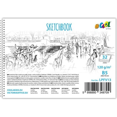 Victoria Скицник, без дърво, b5, спирала, 32 страници, cool by victoria 713062013 (713062013)