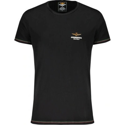 Aeronautica Militare Vysoce kvalitní pánské tričko s krátkým rukávem Esternabile Black