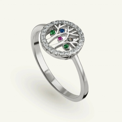 SilveAmo Stříbrný prsten se světlými zirkony Strom života KK2FC1078 17 5