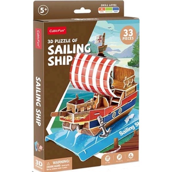 CubicFun 3D пъзел Cubic Fun от 33 части - Платноходен Кораб (W3122h)