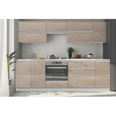 Кухня Line 260 cm Бяло с Дъб Сонома