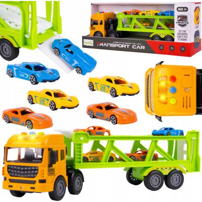 MalPlay Nákladní auto autopřepravník kamion set 6 aut transporter + angličáky