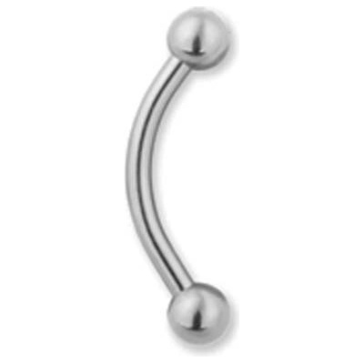 Piranha oceľový piercing mini banánik s guličkami 10 ks veľkosť 1,6 x 6 mm