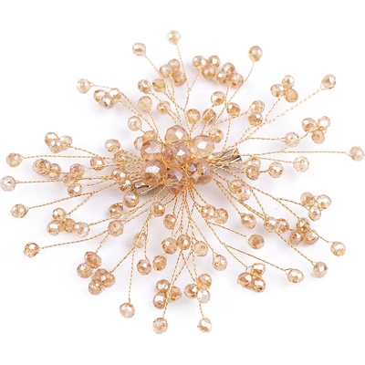 Stoklasa brož se skleněnými broušenými korálky Hand made 2 colorado topaz zlatá