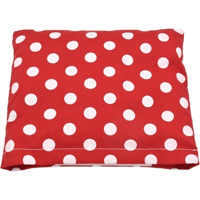 TORF Възглавница с черешови костилки, червено-бяла на точки, голяма, 19 x 18 см