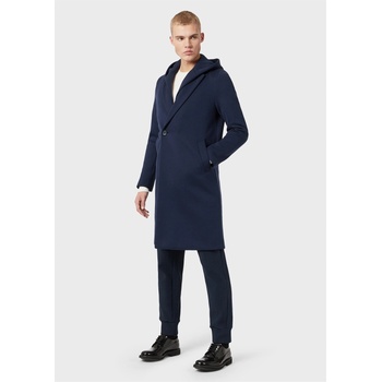 Emporio Armani Men's Weather-Resistant Tailored Fit Trench Coat - Navy Blue
