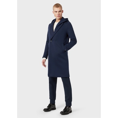 Emporio Armani Men's Weather-Resistant Tailored Fit Trench Coat - Navy Blue