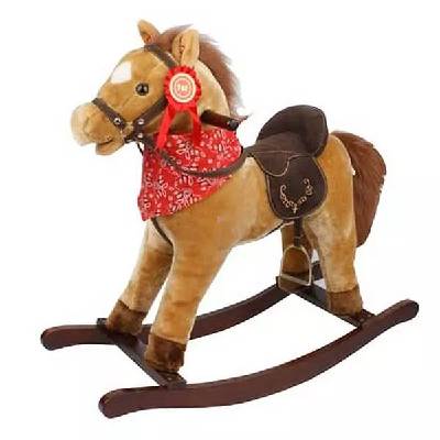 Detská hojdacia hračka Western s koňom so zvukom a sedlom