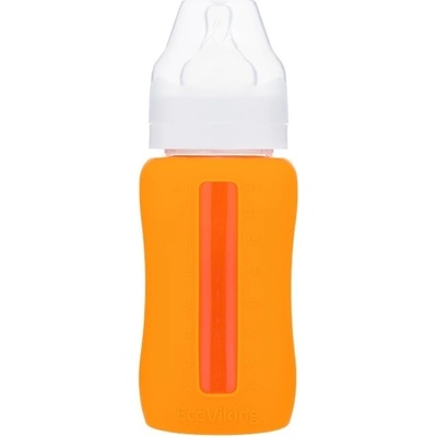 Ecoviking sklenená široká silikonový obal oranžová 240 ml