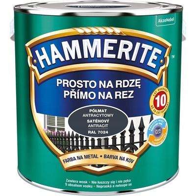 Hammerite přímo na rez saténový 2,5L RAL 7024 antracitová