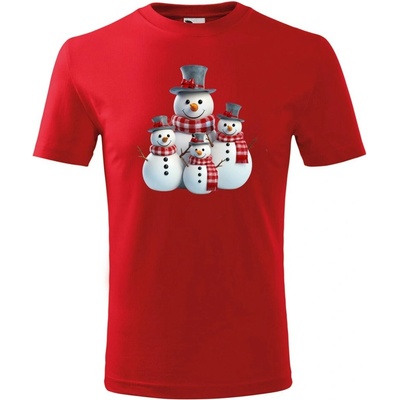 NakupTextil dětské Vánoční tričko Sněhuláci 07-červená – Zboží Dáma