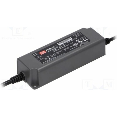 MEAN WELL PWM-60-12 Napájecí zdroj: spínaný; pro LED pásky; 60W; 12VDC; 5A; 90÷305VAC