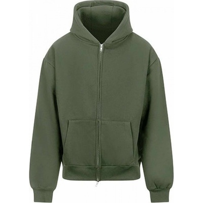 Just Hoods mikina s dvoucestným zipem a trojdílnou kapucí zelená smrková