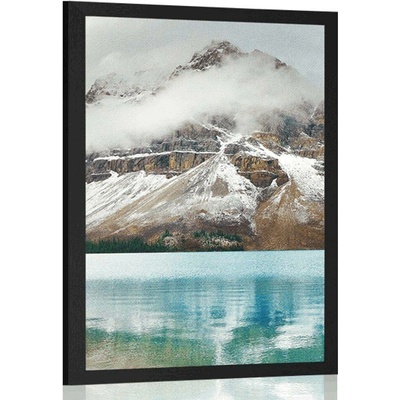 Plakát jezero poblíž nádherné hory - 20x30 black