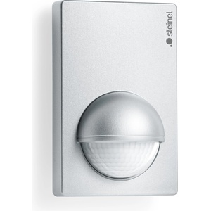 STEINEL motion detector IS 180-2 silver, 180° infrared motion sensor, twilight sensor for indoor and outdoor use, (W x H) 76 mm x 120 mm - 603618 (603618)