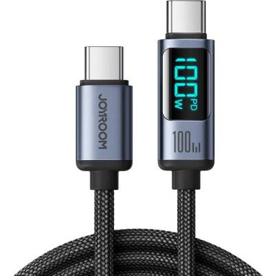 Здрав кабел с въжена оплетка с бързо зареждане за устройства с USB-C порт - Joyroom S-A55 StarFlight USB-C to USB-C Cable 100W (черен) (120 см) (S-CC100A16)