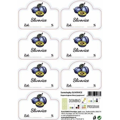 Samolepící etikety na láhve SLIVOVICE, arch 7ks – Hledejceny.cz