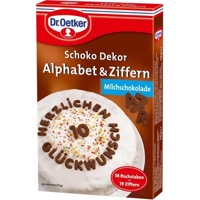 Dr. Oetker Čokoládové zdobení, písmenka a číslice - 58 g
