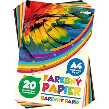 zložka farebného papiera A4 20 listov 80 g