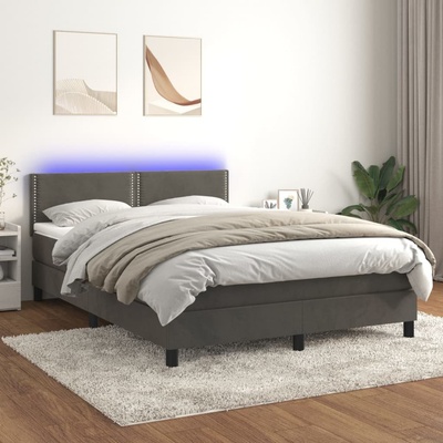 Petrashop 3134346 boxspring postel s matrací a LED tmavě šedá samet