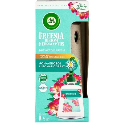 Air Wick Active Fresh automatický difuzér a náplň na vodnej báze Kvitnúce frézie a eukalyptus 228 ml