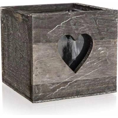 HOME DECOR Dřevěný svícen 12x12x11cm