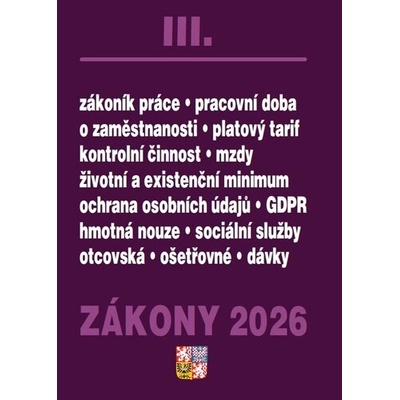 Zákony III/2026 - Zákoník práce, Pojištění, Sociální služby - Poradce s.r.o.