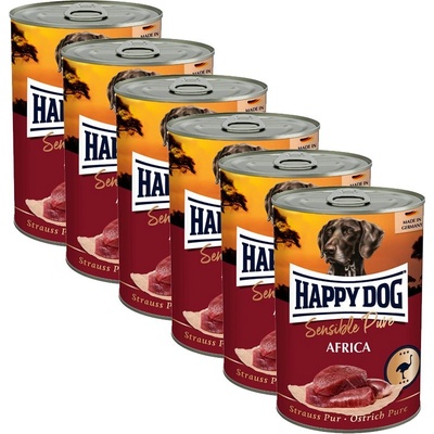 Happy Dog Sensible Pure Africa 6 x 400 г / щраус