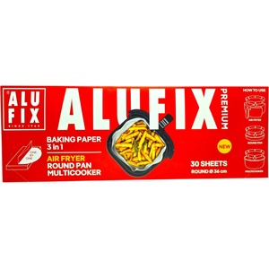  ALUFIX, Premium Baking Paper 3 in 1, кръгла хартия за печене за air fryer, 30 листа O36 см