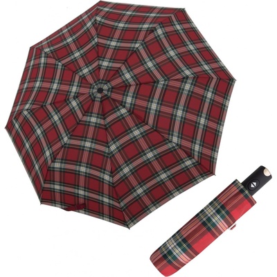 Doppler Carbonsteel Magic Check Red dámsky plne automatický dáždnik červený