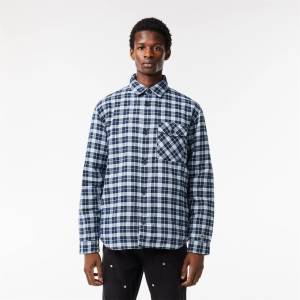 Lacoste Карирана риза Lacoste Men's Checked Quilted Long Sleeve Overshirt - Methylene/Multi