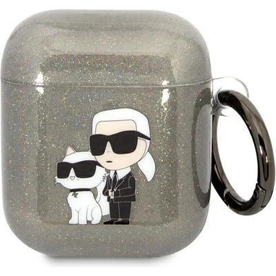Karl Lagerfeld Кейс Karl Lagerfeld KLA2HNKCTGK за AirPods 1/2, черен / черен, Gliter Karl&Choupette (KF001577-0)