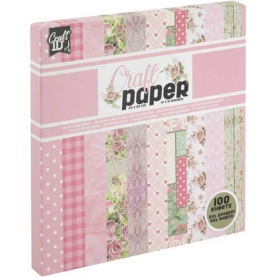 Craft ID Дизайнерска хартия, 20 х 20 cm, 100 листа, розова