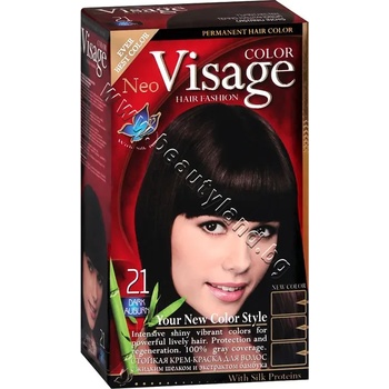 Боя за коса Visage Fashion Permanent Hair Color, 21 Dark Auburn, p/n VI-206021 - Трайна крем-боя за коса, тъмно кестенява (VI-206021)