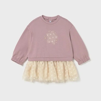 Mayoral Розова рокля комбинирана с бежов тюл за бебе момиче Mayoral