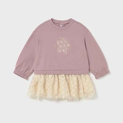 Mayoral Розова рокля комбинирана с бежов тюл за бебе момиче Mayoral